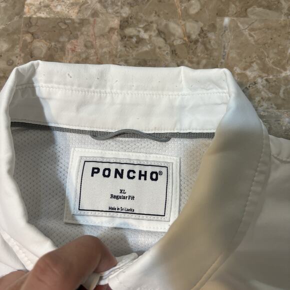 Poncho Shirt Mens XL White Short Sleeve Button Woven Fishing Vented - Picture 3 of 13